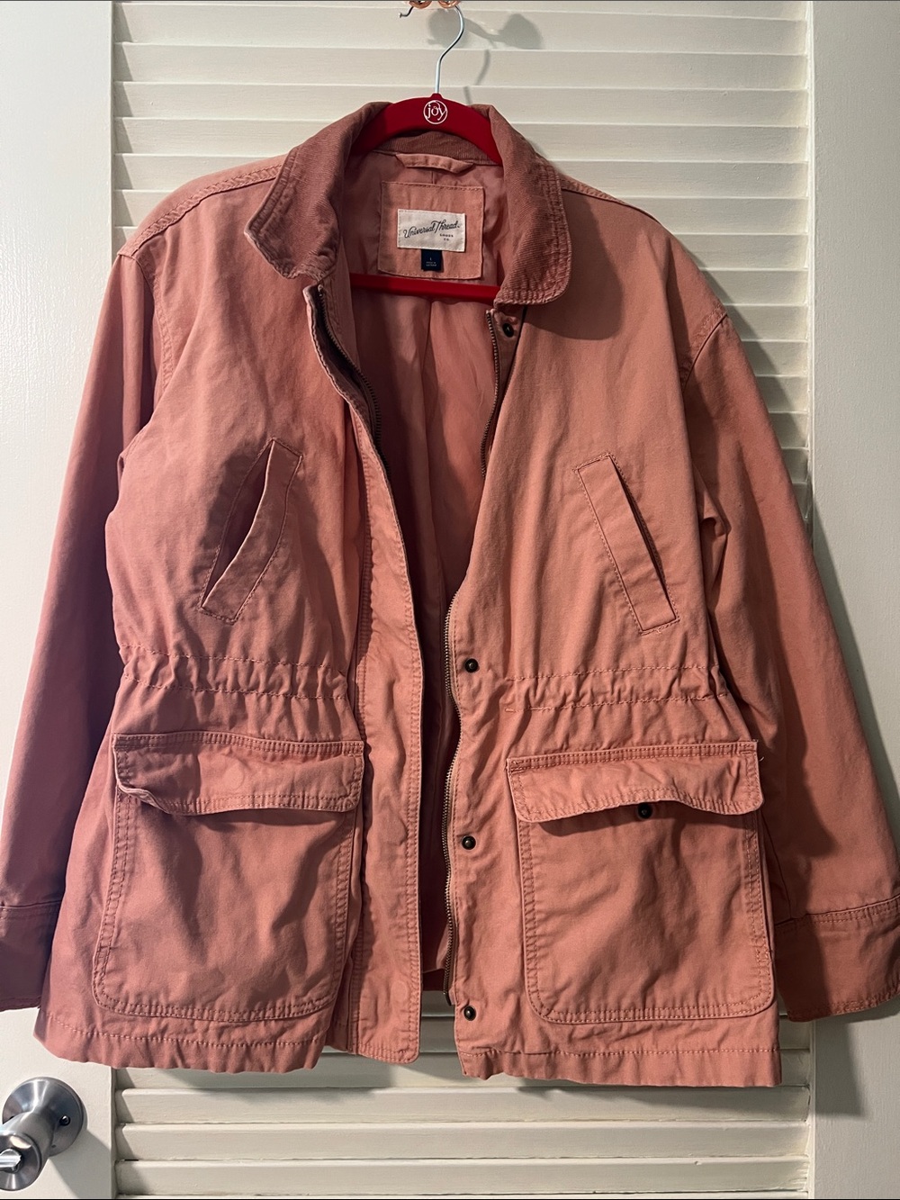 Vintage-Inspired Washed Rose Utility Jacket - Women
